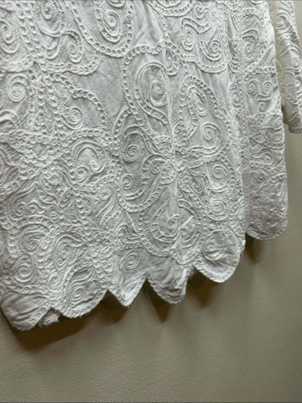 Chico's White Embroidered Scoop-Neck Blouse - Picture 6 of 11